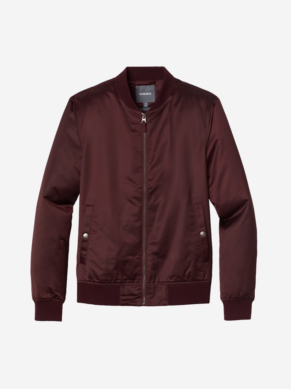 Bonobos Men's Satin Bomber Jacket in Burgundy